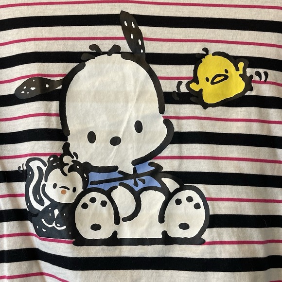 Pochacco By Sanrio Graphic Striped Cropped T-Shirt Womens XL Short Sleeve - Picture 3 of 7